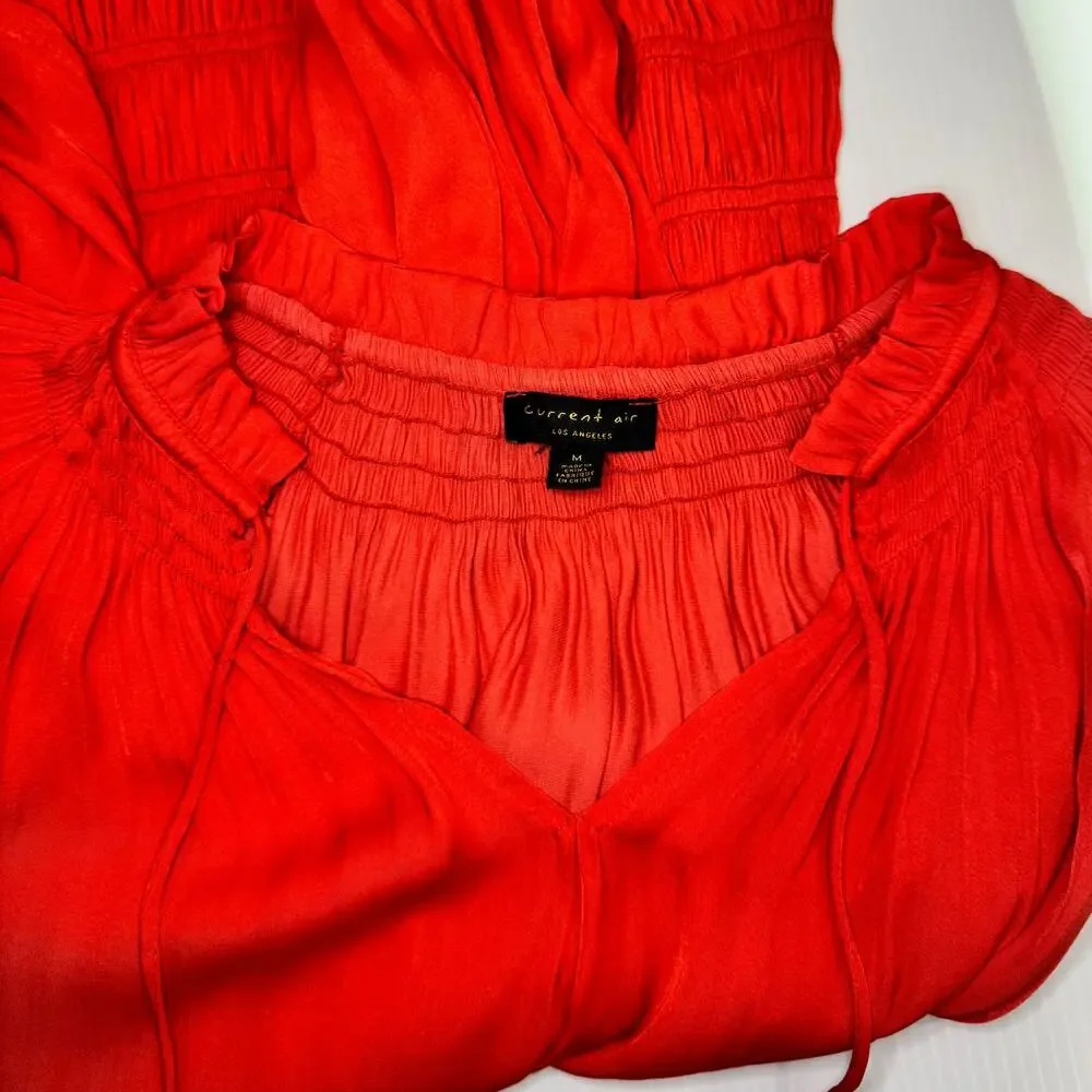 Anthropologie Poppy Mini Dress Red Smocked Medium Cottagecore Coquette Festival - Picture 13 of 16